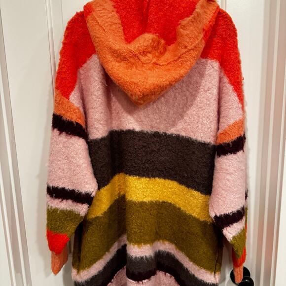 Free People hooded cardigan sweater multi color women size medium - Picture 2 of 9
